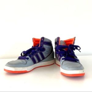 Vintage Adidas high tops, purple and grey